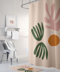 Boho Cut-Out Decor: Add A Quirky Touch To Your Bathroom With Green Palm Print Shower Curtain
