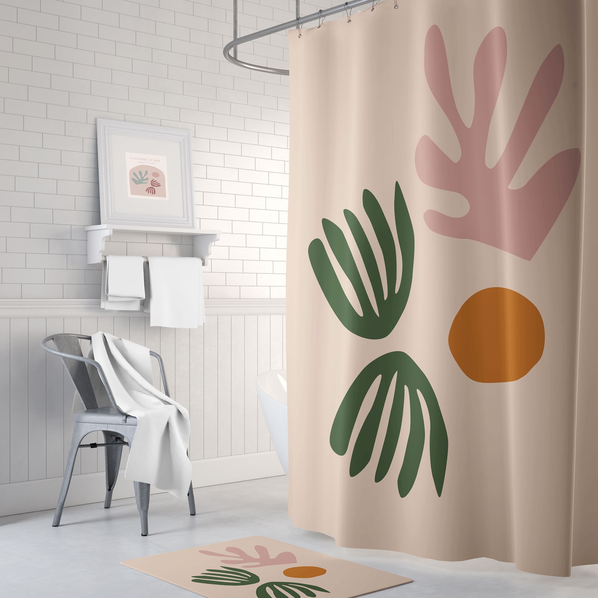 Boho Cut-Out Decor: Add A Quirky Touch To Your Bathroom With Green Palm Print Shower Curtain