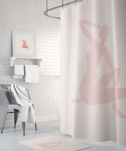 Boho Cut-Out Terracotta Shower Curtain, Waterproof Fabric Bathroom Decor