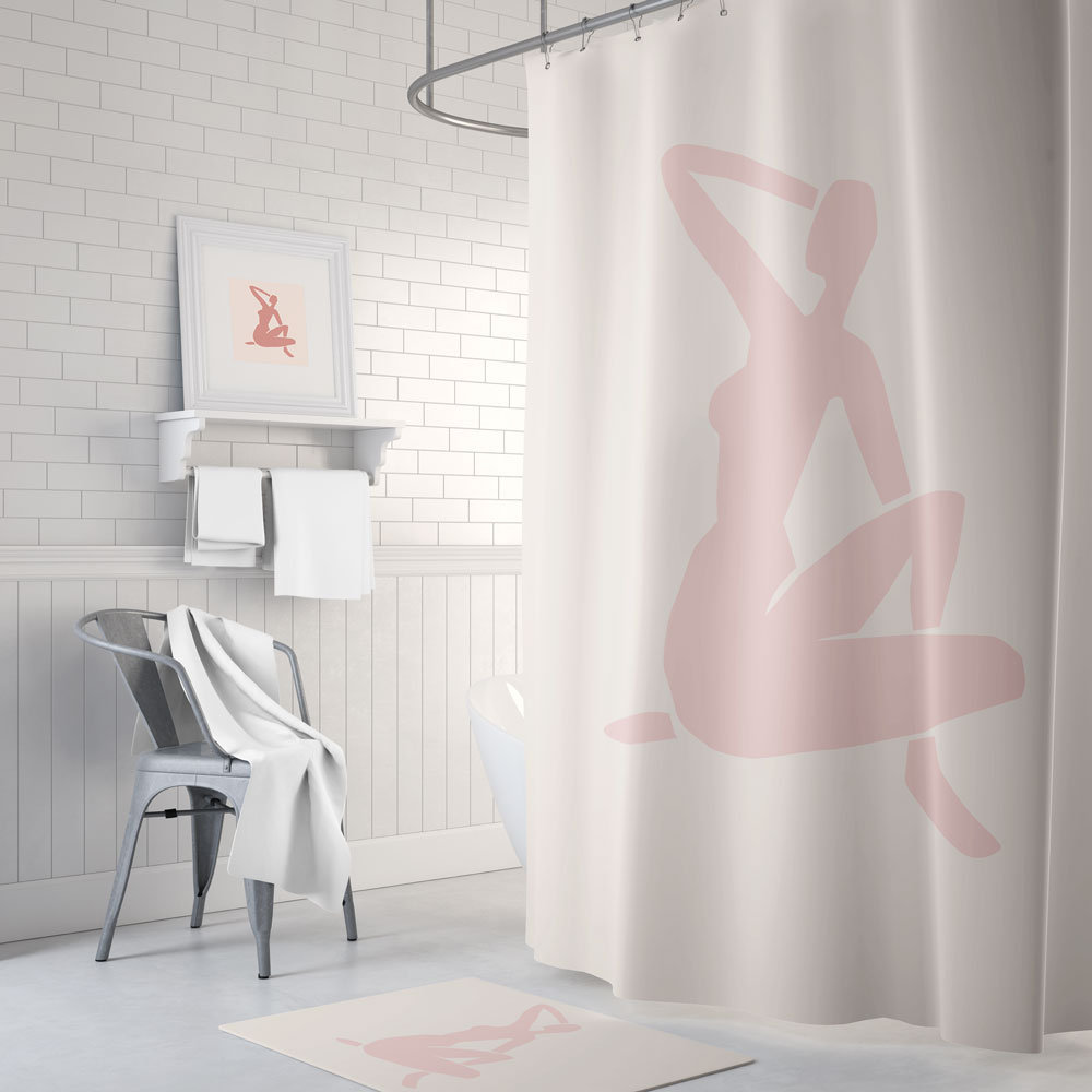 Boho Cut-Out Terracotta Shower Curtain, Waterproof Fabric Bathroom Decor