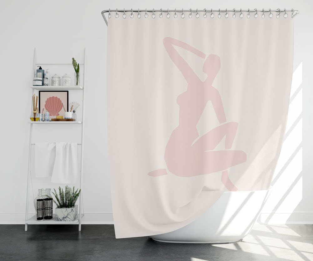 Boho Cut-Out Terracotta Shower Curtain, Waterproof Fabric Bathroom Decor - Image 2