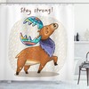 Boho Deer Print Colorful Moose Shower Curtain for Bathroom
