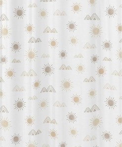 Boho Desert Sun Taupe Print Shower Curtain by Sweet Jojo Designs for Neutral Bathroom Decor