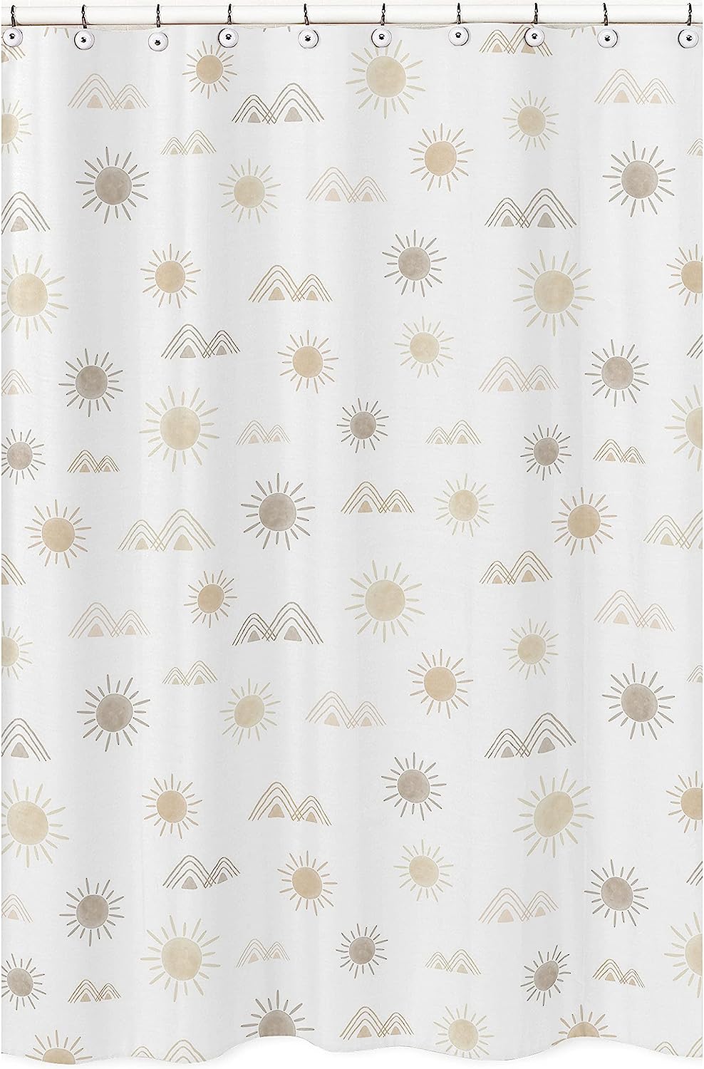 Boho Desert Sun Taupe Print Shower Curtain by Sweet Jojo Designs for Neutral Bathroom Decor