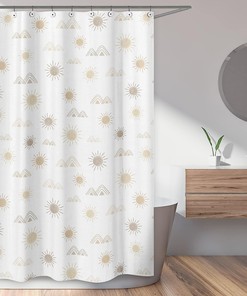Boho Desert Sun Taupe Print Shower Curtain by Sweet Jojo Designs for Neutral Bathroom Decor