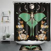 Boho Designed Butterfly Moth Flower Moon Phase Shower Curtain - Retro Bathroom Accessories