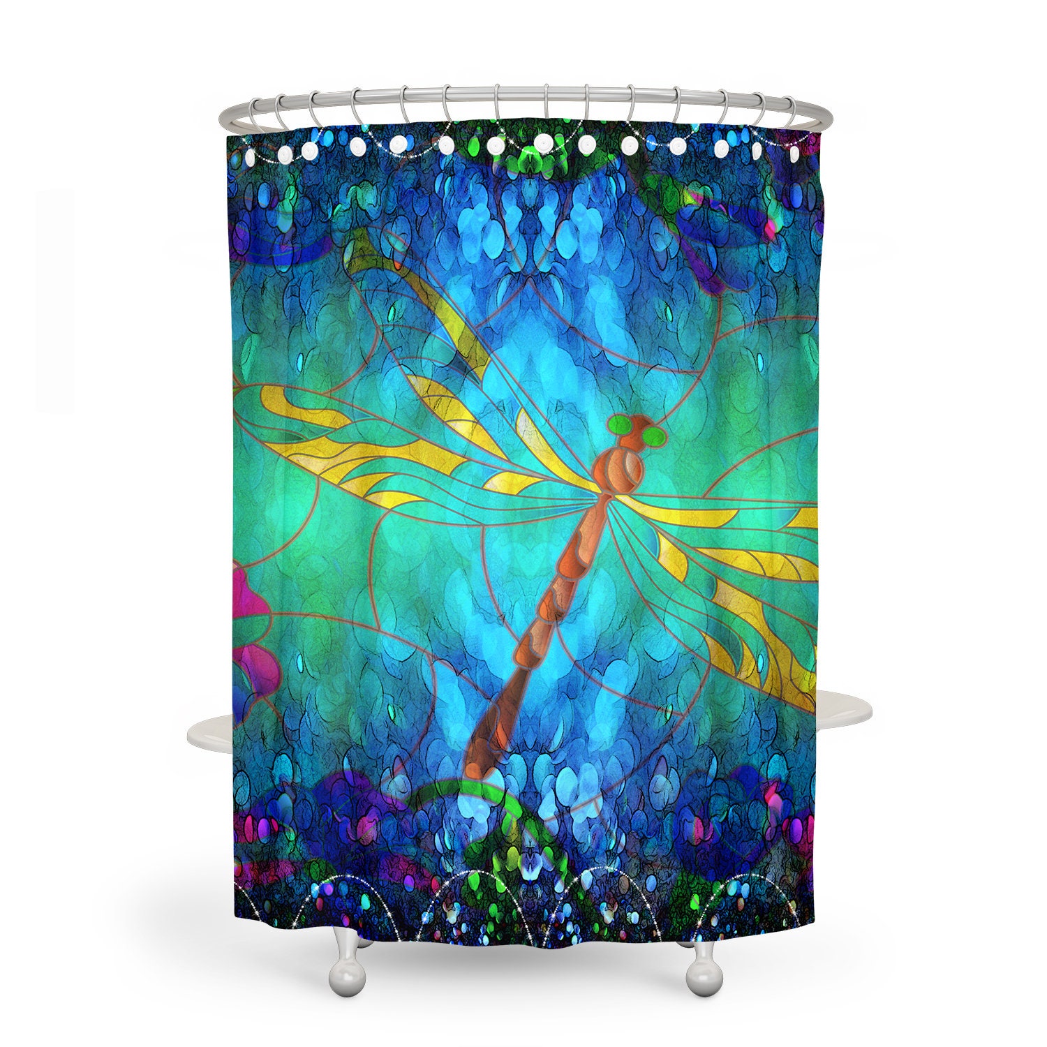 Boho Dragonfly Shower Curtain for Bathroom Decor