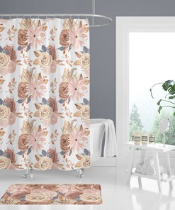 Boho Earth Tones Floral Shower Curtain For Girls Bathroom Decor