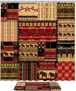 Boho Elephant Flower Pattern Unique Shower Curtain for Vibrant Bathroom Decor