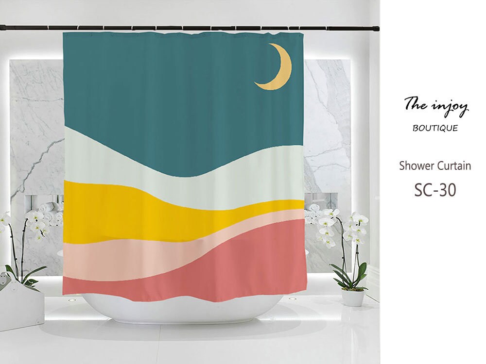 Boho Farmhouse Style Night Moon Phases Shower Curtain for Your Bathroom
