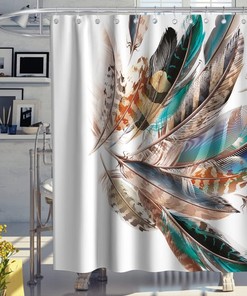 Boho Feather Native American Shower Curtain for Bathroom