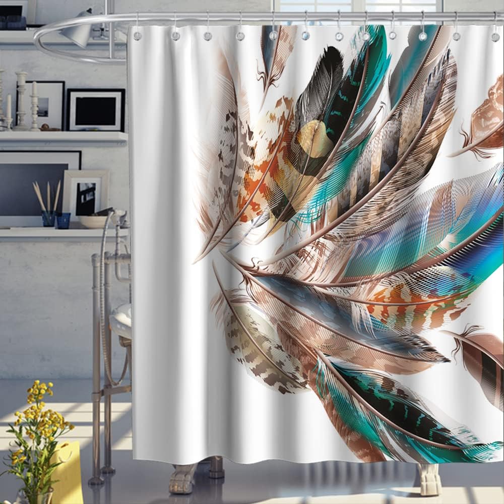 Boho Feather Native American Shower Curtain for Bathroom