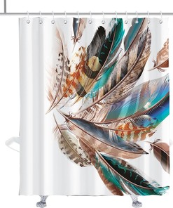 Boho Feather Native American Shower Curtain for Bathroom