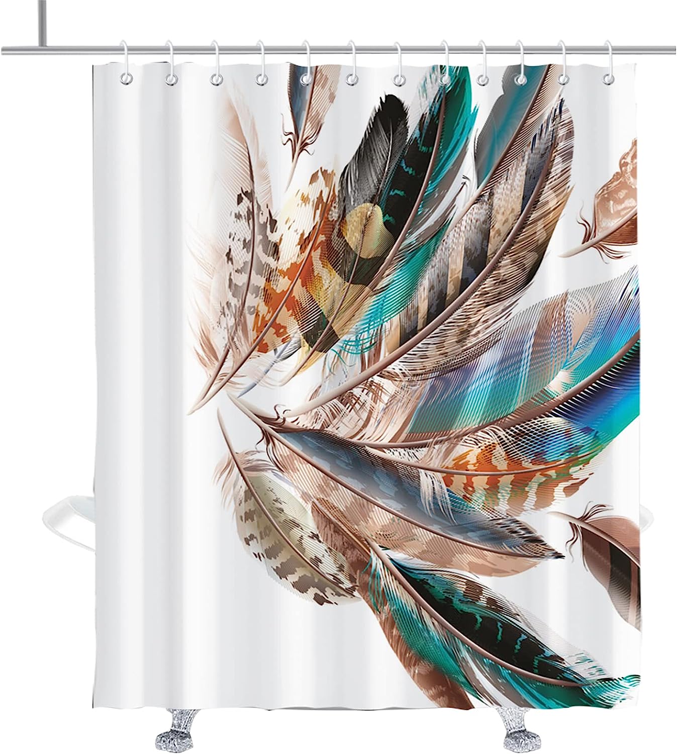 Boho Feather Native American Shower Curtain for Bathroom
