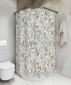 Boho Floral Pattern Print Fabric Shower Curtain For A Chic And Bohemian Bathroom Design