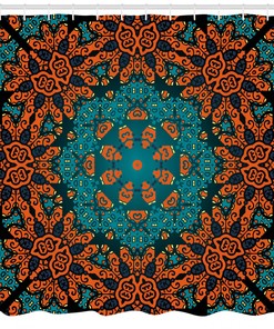 Boho Floral Psychedelic Shower Curtain, Hippie Bathroom Print