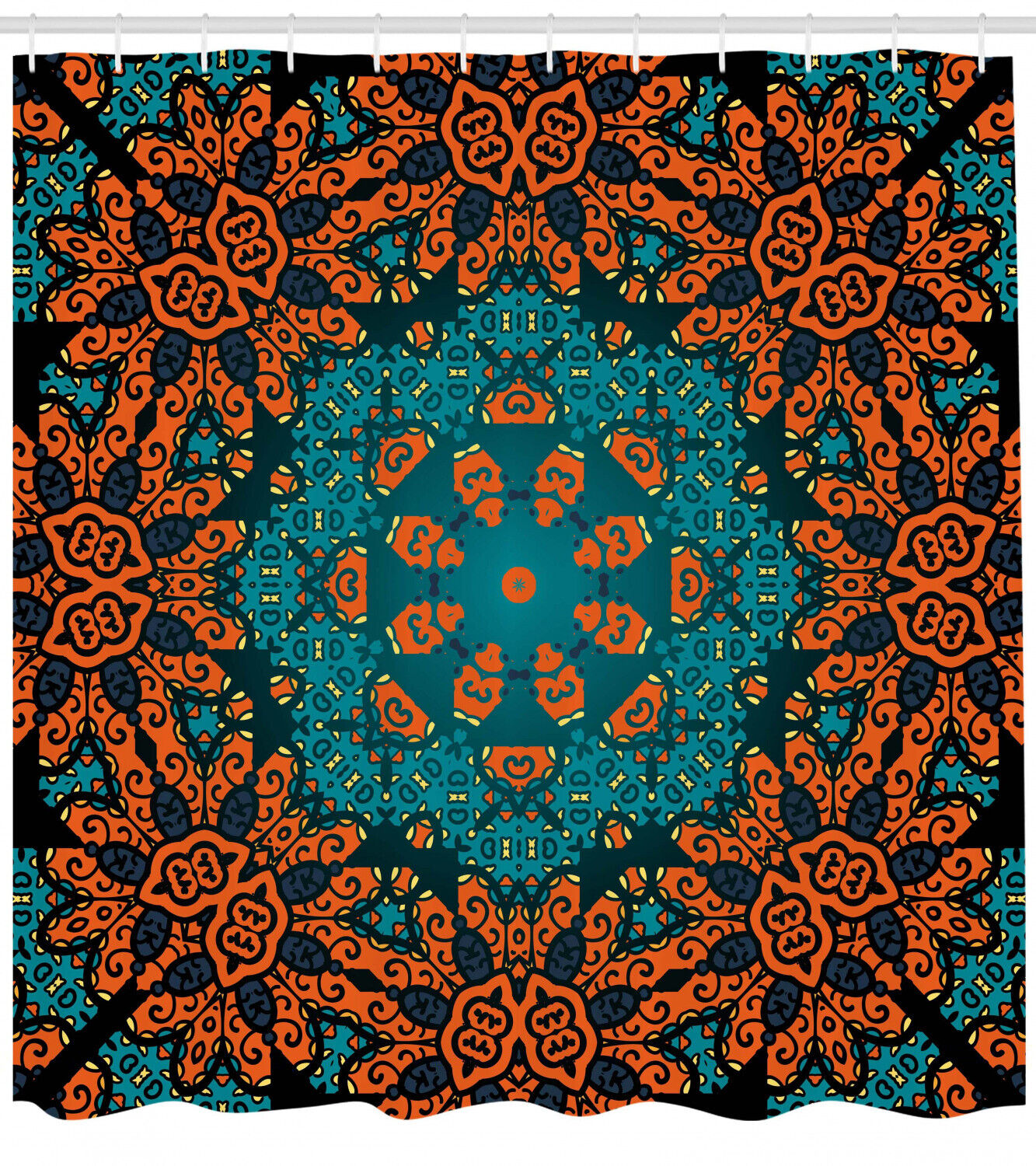 Boho Floral Psychedelic Shower Curtain, Hippie Bathroom Print