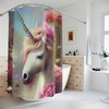 Boho Floral Unicorn Shower Curtain for Daughter's Bathroom Decor