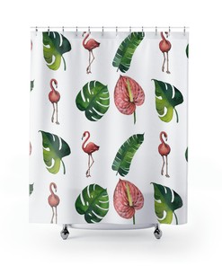 Boho Floral Watercolor Shower Curtain