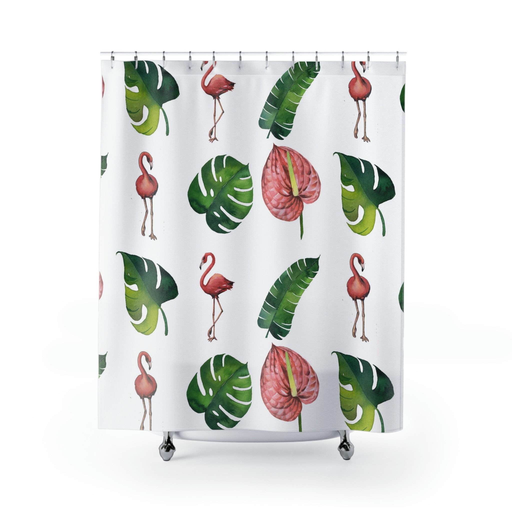 Boho Floral Watercolor Shower Curtain