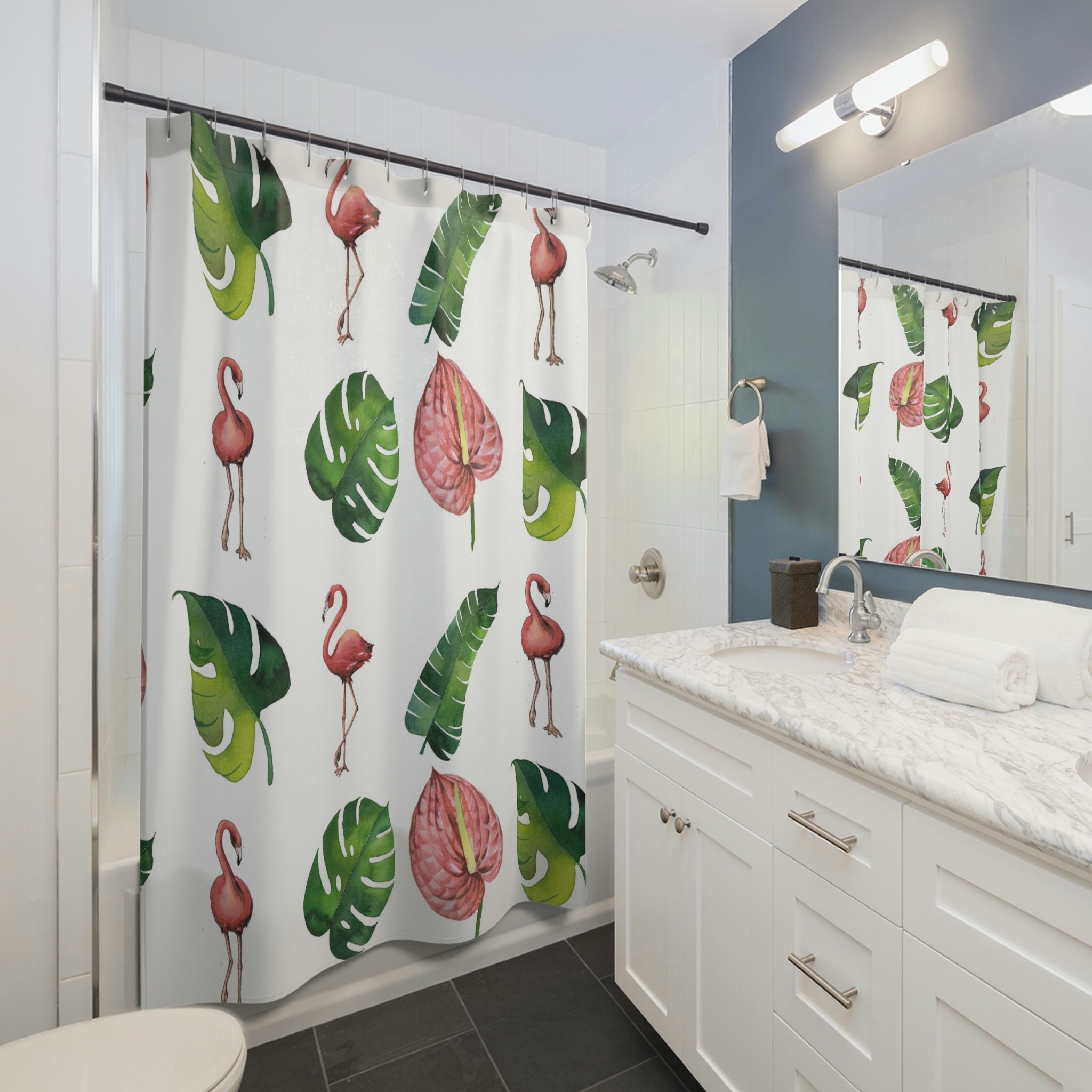 Boho Floral Watercolor Shower Curtain