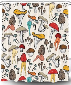 Boho Giant Mushroom Shower Curtain - Fun and Playful Bathroom Decor