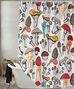 Boho Giant Mushroom Shower Curtain - Fun and Playful Bathroom Decor