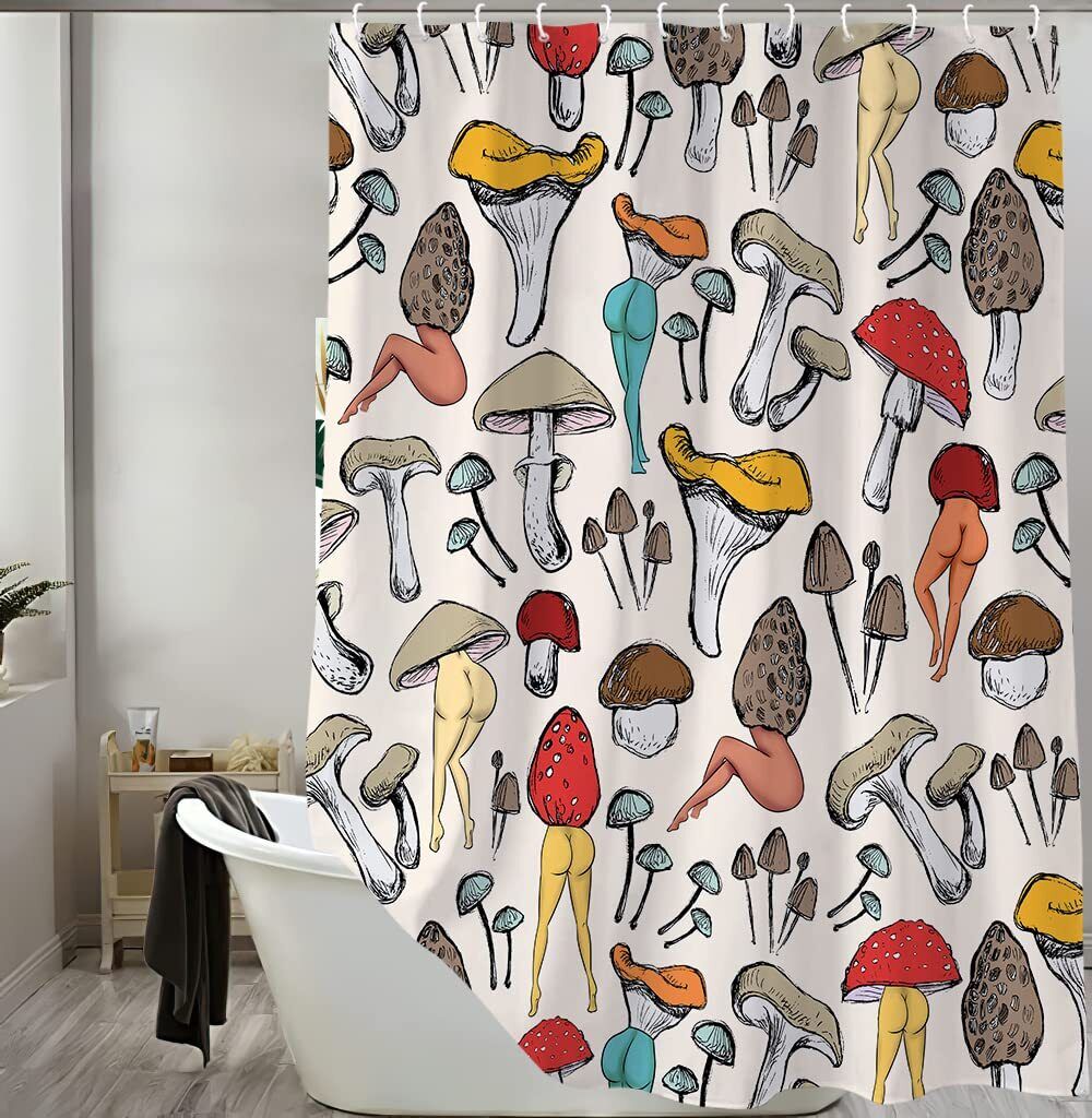 Boho Giant Mushroom Shower Curtain - Fun and Playful Bathroom Decor