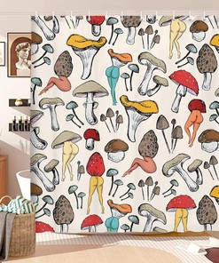 Boho Giant Mushroom Shower Curtain - Fun and Playful Bathroom Decor
