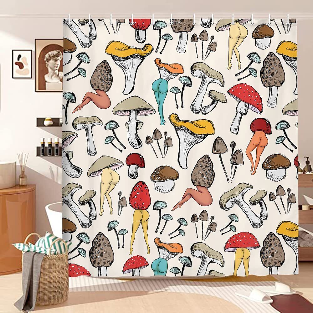 Boho Giant Mushroom Shower Curtain - Fun and Playful Bathroom Decor