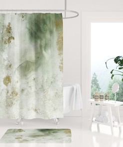 Boho Green Beige Ombre Shower Curtain, Modern Abstract Art For Your Farmhouse Bathroom Decor