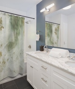 Boho Green Beige Ombre Shower Curtain, Modern Abstract Art For Your Farmhouse Bathroom Decor