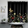 Boho Green Leaves Floral Butterfly Shower Curtain For A Natural Bath 