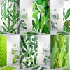 Boho Green Tropical Shower Curtain With Banana Leaf Valance And Palm Leaf Fabric For Vibrant Bathroom Decor