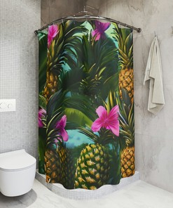 Boho Hawaiian Pineapple Fruit Shower Curtain For Modern Bathroom Decorr