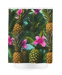 Boho Hawaiian Pineapple Fruit Shower Curtain For Modern Bathroom Decorr