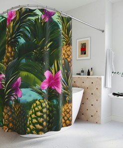 Boho Hawaiian Pineapple Fruit Shower Curtain For Modern Bathroom Decorr