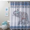 Boho Hippie Blue & Orange Elephant Shower Curtain with Tassel Fringe for Bohemian Bathroom 