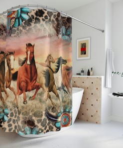 Boho Horse Shower Curtain - Unique Rustic Bathroom Decor with Equine Elements 