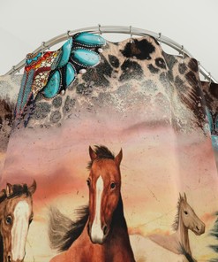 Boho Horse Shower Curtain - Unique Rustic Bathroom Decor with Equine Elements