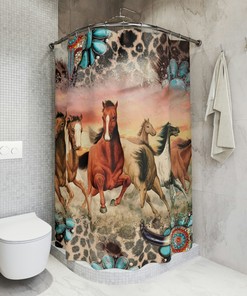 Boho Horse Shower Curtain - Unique Rustic Bathroom Decor with Equine Elements