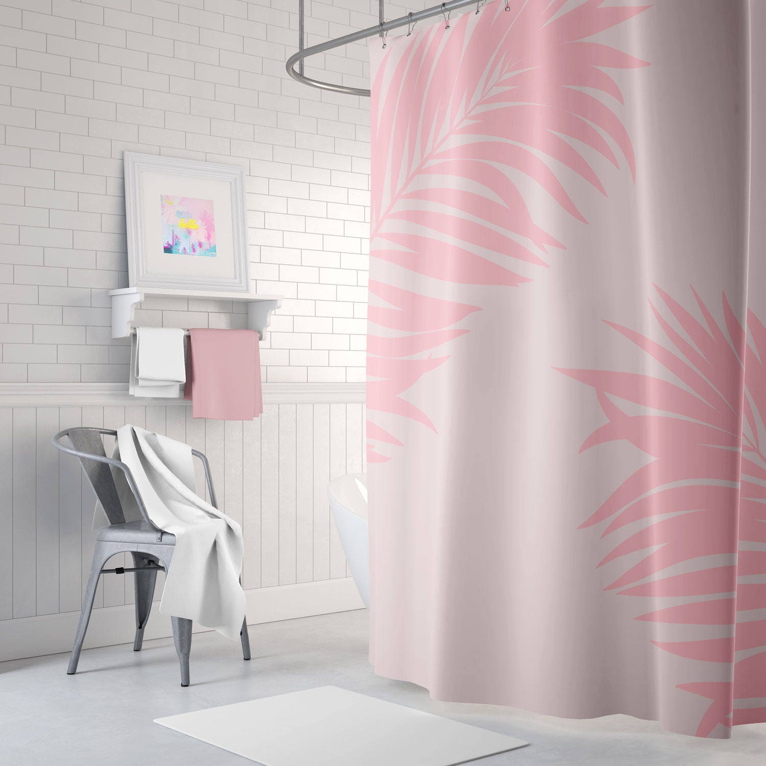 Boho Jungle Leaf Shower Curtain Set for Stylish Bathroom Decor