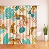 Boho Leaf Leopard Shower Curtain, Modern Jungle Bathroom Decor