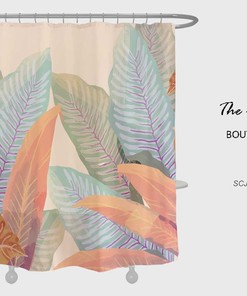 Boho Leaf Plant Colorful Leaves Shower Curtain For Unique Bathroom Decor