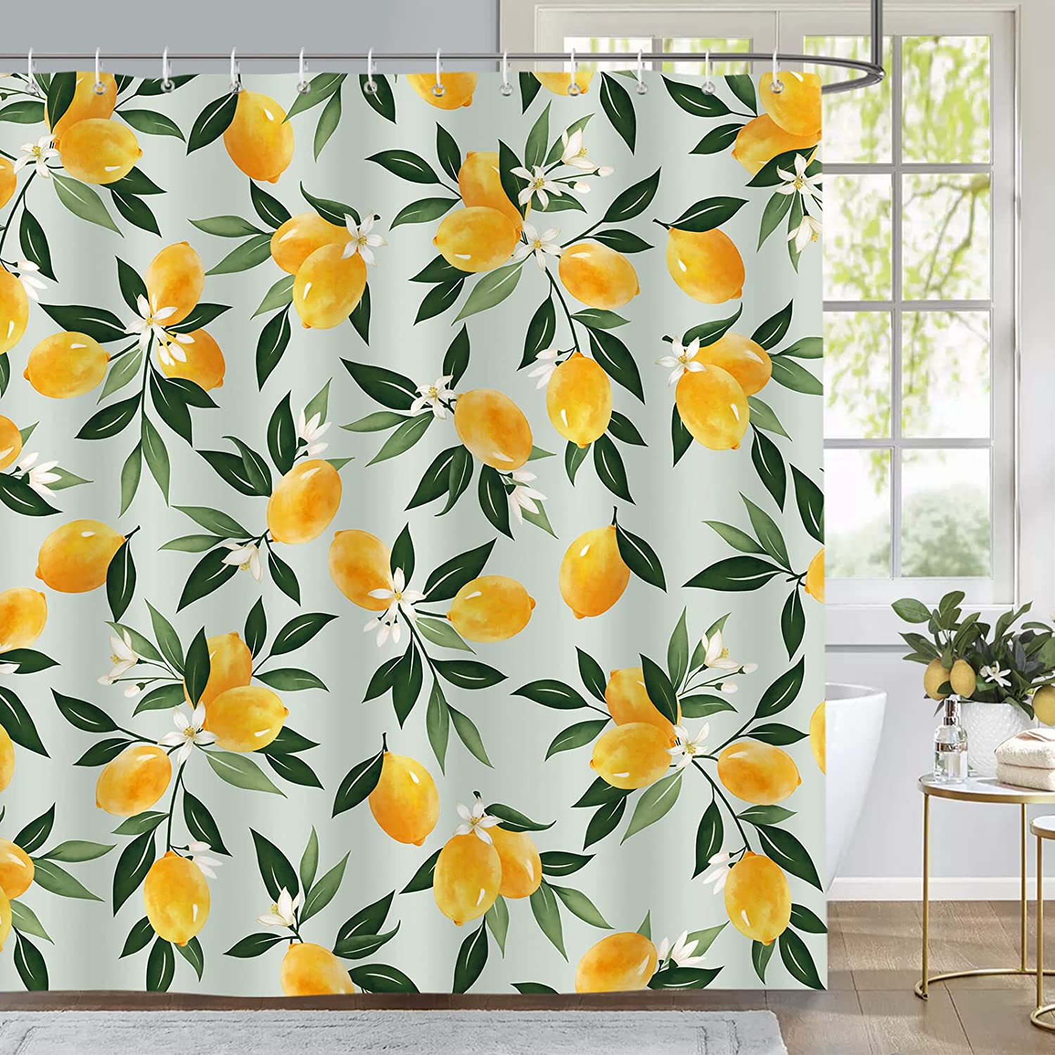 Boho Lemon Shower Curtain, Fresh And Fruity Design, Waterproof Fabric For The Bathroom - Image 2