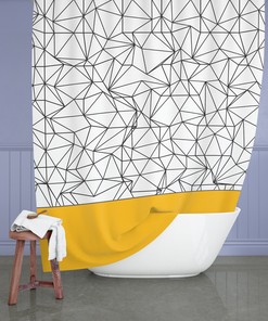 Boho Mid Century Modern Lines Shower Curtain In Black And White, Perfect For Any Chic And Contemporary Bathroom