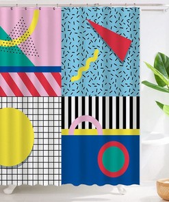 Boho Mid-Century Abstract Plant Pattern Shower Curtain to add some trendy decor to your bathroom