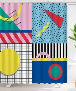Boho Mid-Century Abstract Plant Pattern Shower Curtain to add some trendy decor to your bathroom