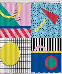 Boho Mid-Century Abstract Plant Pattern Shower Curtain to add some trendy decor to your bathroom
