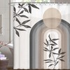 Boho Minimalist Geometric Mid Century Shower Curtain with Sun Rainbow Print for an Artistic Bathroom Look